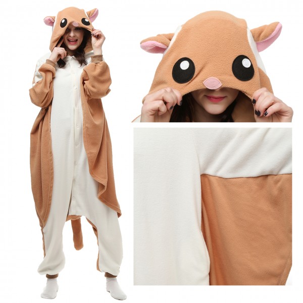 Flying Squirrel Costume Onesie Pajamas Adult Animal Onesie for Women & Men  