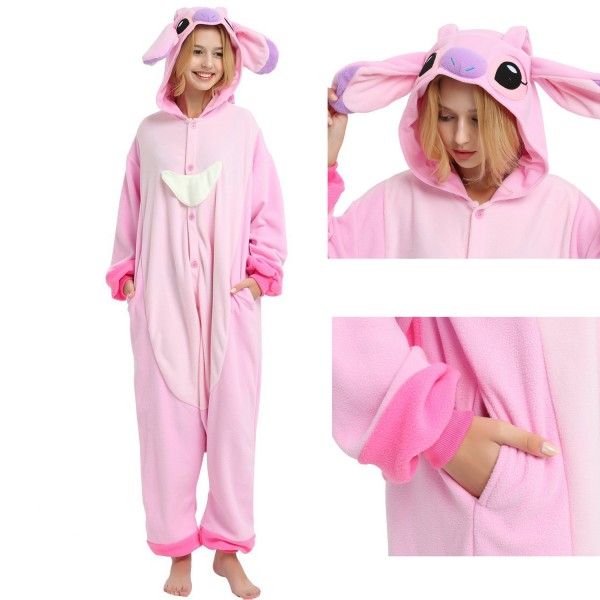 Lilo & Stitch Angel Scrump Onesie Pajamas Group Costume For Adult